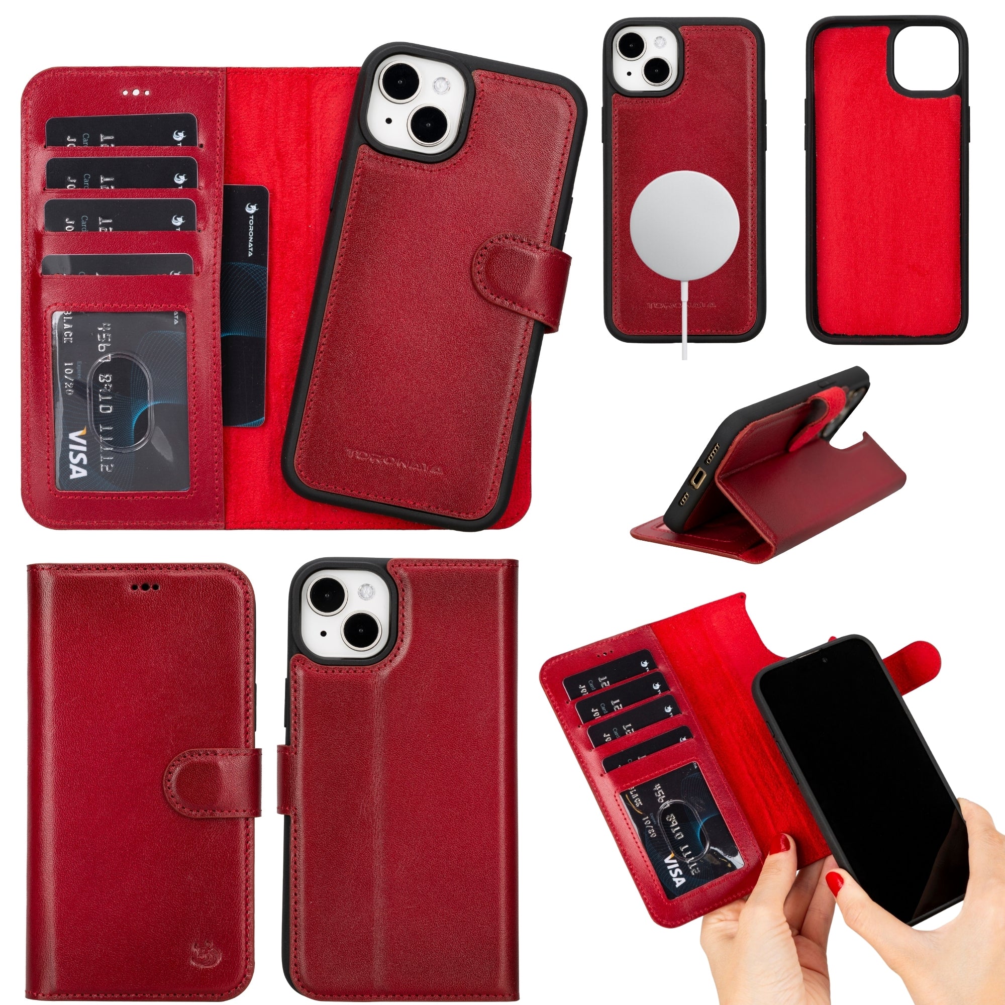 Casper Leather iPhone 15 Plus Wallet Case | Detachable MagSafe Compatible RFID Protection